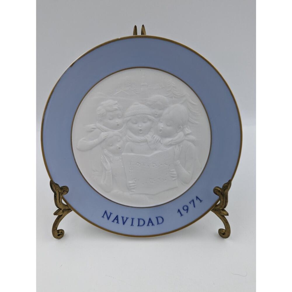 Vintage Lladro Christmas Carolers Navidad 1971 Plate Retired Spain